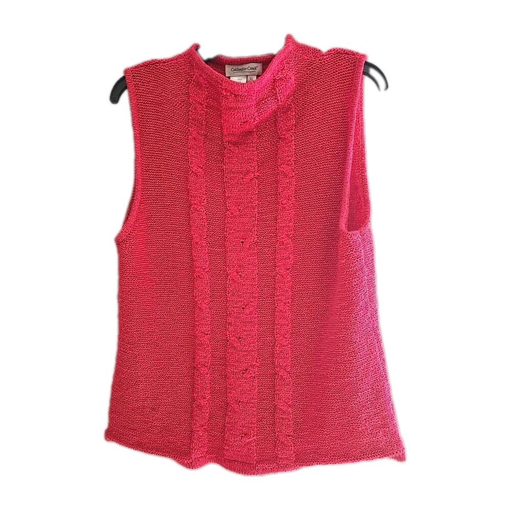 Coldwater Creek Pink Knit Sleeveless Preppy Pullover Sweater Vest Womans Size XL